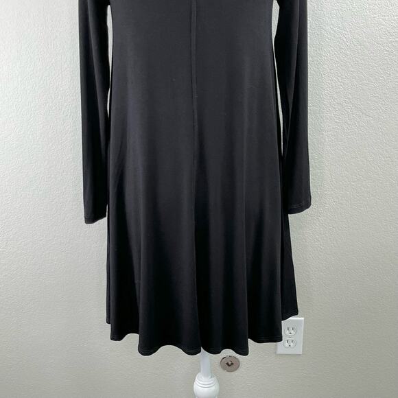Karen Kane Relaxed Fit Black A-Line Mini Dress Long Sleeve Scoop Neck Petite XS - Picture 13 of 15